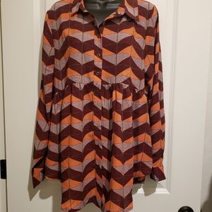 NWT Entro Tunic Button Blouse adj sleeves Sz Large🍁